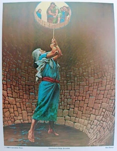 Vintage EBEDMELECH HELPS JEREMIAH Print 11" x 14" Ⓒ1984 Ron Hester - Picture 1 of 2
