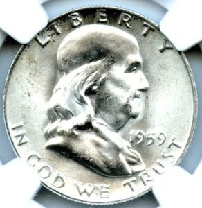 1959-D Franklin Half Dollar, NGC MS66FBL - Picture 1 of 3