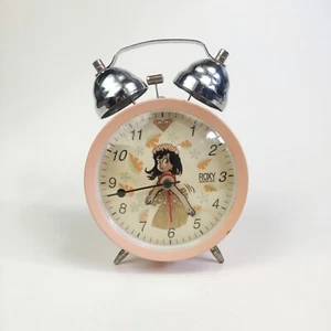 Vintage Roxy Quiksilver Hula Girl Twin Bell Wind Up Alarm Clock Pink - Picture 1 of 10