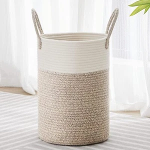 Tall Laundry Hamper Woven Rope Storage Basket For Blanket Toys Dirty Clothes In - Picture 1 of 8