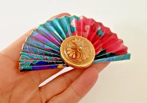 Broche Jennings Abanico Floral Brillante 1988 ACORDEÓN PLISADO PIN Lacado - Imagen 1 de 12