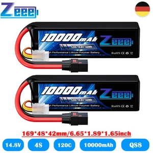 2x Zeee 4S 14.8V 10000mAh Lipo Akku 120C QS8 Stecker für RC Xmaxx RC Auto Drohne - Bild 1 von 8