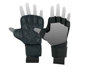 WEIGHTLIFTING STRAPS PALM FITNESS PADDED GLOVES BODY BUILDING GYM WRIST SUPPORT - Picture 1 of 2