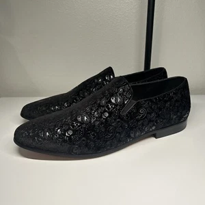 Robert Graham Jacquard Loafers Black Paisley Print Slip On Dress Shoes Mens 11.5 - Picture 1 of 9