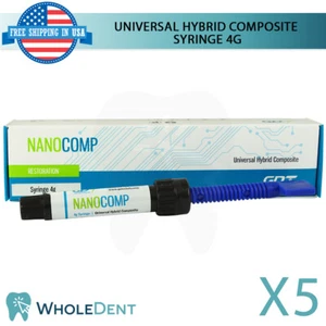 5 NanoComp Universal Hybrid Composite Dental Filling Syringes Restoration 4g - Picture 1 of 4
