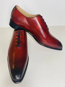 Italian men leather dress shoes red color size 42 - Picture 1 of 12