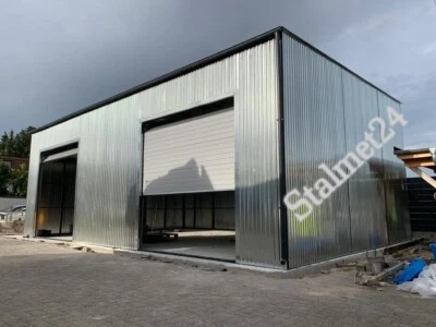 Blechgarage 9x5x3m Fertiggarage KFZ Garage Doppelgarage Sektionaltor Aufbau - Bild 1 von 4