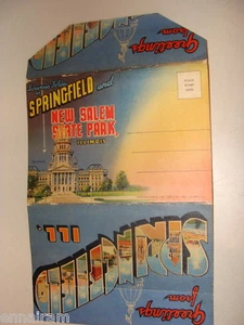 Souvenir Folder Springfield Ill 1939 Curt Teich unused New Salem State Park PC - Picture 1 of 2