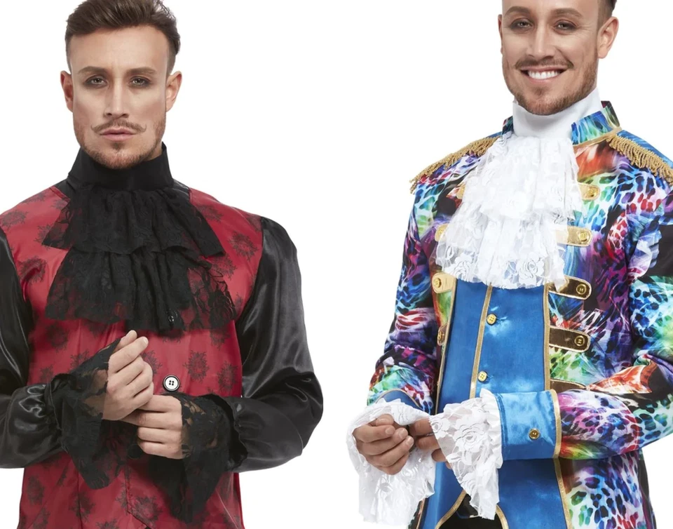 Cravat & Cuff Set Austin Powers Mens 1980s 70s Fancy Dress Vampire Carinval - Image 1 of 1