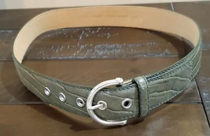 Calvin Klein Green Leather Contour Belt #633031 Crocodile-Size Small - Picture 1 of 7