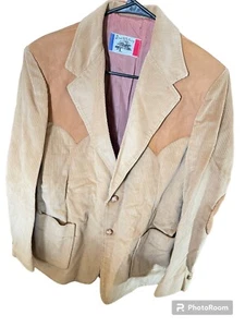 Vtg. Western Cowboy Corduroy Leather Dress Jacket By Brad Whitney Sz Lg. - Picture 1 of 11