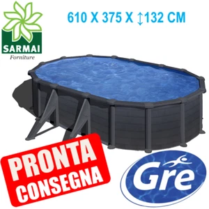 GRE Granada 610x375xh132 cm Piscina fuoriterra ovale struttura in acciaio 23 m³ - Foto 1 di 6