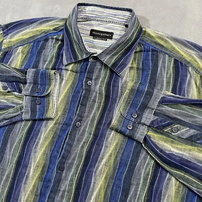 Jhane Barnes Shirt Mens XL Multicolor Striped Wavy Button Up Classic Fit Cotton - Image 1 of 4