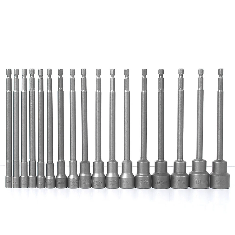 Nut Driver 150mm Length Drill Bit Metric 5mm-19mm Socket Impact 1/4" Hex Shank - Image 1 of 4