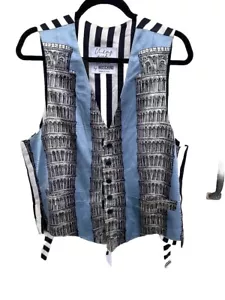 Vintage 80s 90s Cheap Chic Moschino Mens Vest Rare Novelty Tower Of Pisa print - Picture 1 of 9