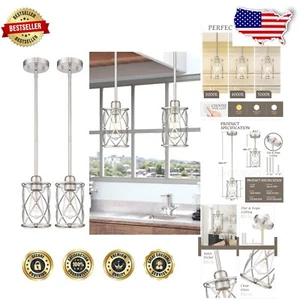 Elegant Clear Glass Pendant Lighting with Adjustable Brushed Nickel Finish - Picture 1 of 11