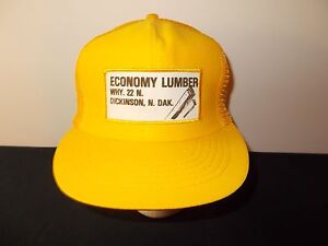 VTG-1980s Economy Lumber Dickinson North Dakota patch trucker siatka kapelusz sku16
