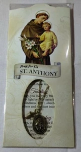 Pray For Us St. Anthony Medal Necklace With Prayer Card (Christian Items) New - Picture 1 of 10