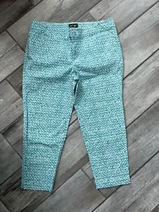 Lord & Taylor Womens Green White Cotton Stretch Crop Pants Size 10P Petites FB - Picture 1 of 5