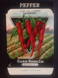 1930-40s Litho Antique Vintage Seed Packet Pepper Cayenne Card Seed Co Pack Mint - Picture 1 of 2