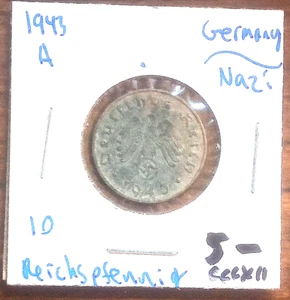 GERMANY 1943-A 10 Reichspfennig Coin; In Nice Condition and with FREE SHIPPING!! - Picture 1 of 2