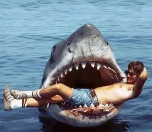 Stephen Spielberg on the set of Jaws in 1975 POSTER 24 X 18 Inches Nice Wall Art - Picture 1 of 2