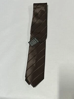 Corbata para Hombres Angelo Rossi Marrón Patrón Rayas con Cuadrado de Bolsillo a Juego NUEVA Foto 1 de 4