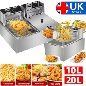 20L Commercial Electric Deep Fryer Fat Chip Twin Dual Tank Stainless Steel 5000W - Picture 1 of 28