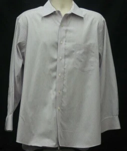 Chaps Non-Iron 17/32/33 Classic Fit White Background with Pink Blue Stripes LS - Picture 1 of 4