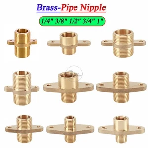 BSP 1/4" to1" Brass Pipe Nipple Fitting With Flange Fixing Ear Connector Adapter - Picture 1 of 15