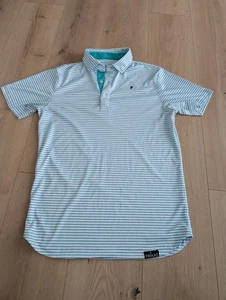 Primo Golf S Small Short Sleeve Polo Shirt Stretch Performance Green Striped - Picture 1 of 9