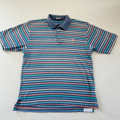 Camisa polo de golf Ashworth vintage a rayas para hombre hecha a mano Orgullo EE. UU. algodón mediana Foto 1 de 4