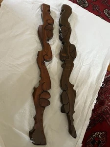 Par de esculturas de madera talladas a mano vintage caras abstractas firmadas por A. Harrison - Imagen 1 de 12