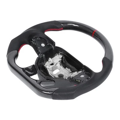 Carbon Fiber Steering Wheel Nappa Preforated Leather Red Stitching Fit For Dodg☚ - Image 1 of 4