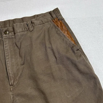 Calça safári Orvis Zambeze frente plana lona masculina 40 ajuste clássico acabamento em couro - Imagem 1 de 4