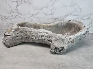 Ceramic Faux Wood Log Planter Vase Bowl Woodland Cottagecore Gray Big Decor - Picture 1 of 17