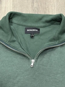 Bonobos Golf Pullover Uomo Grande Verde Slim Fit Quarto Zip Performance Shirt - Foto 1 di 7