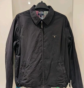 Gant Men’s Black Harrington Jacket The Windcheater Tartan Lining Size Large - Picture 1 of 13