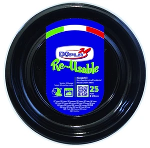 Piatto Frutta Reusable Nero da 17 cm 25 pz in Plastica Dopla - Foto 1 di 1