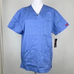 Dickies Signature Scrubs EDS Men's Scrub Top 81906 Ciel Blue CIWZ Size Small NWT - Picture 1 of 9
