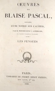 Oeuvres de Blaise Pascal, Precedees d'une Notice sur L'auteur par M. Nepomucene - Imagen 1 de 2