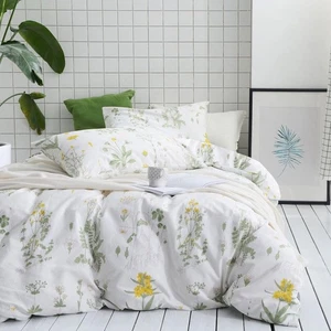 - Botanical Comforter Set, 100% Cotton Fabric, Floral Flower Cottagecore Neut... - Bild 1 von 6