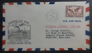 CANADA  (STURGEON LANDING-THE PAS) AIRMAIL COVER 1937 ICARUS FREE WORLDWIDE SHIP - Picture 1 of 2