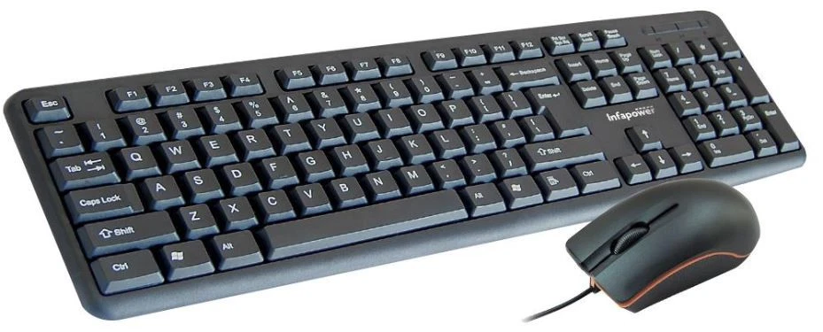 INFAPOWER - Wired Keyboard & Mouse Deskset, Black - Image 1 of 1