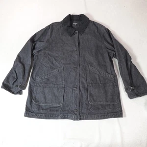 J Crew Chore Jacket Mens Extra Large Black Denim Workwear Barn Coat Outdoor - Picture 1 of 7