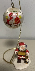 2 Santa One Man Band Mrs. Claus kissing Satin ball Christmas Ornament Lot - Picture 1 of 9