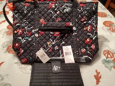 Bolso de Mano Acolchado VERA BRADLEY PERENNIALS NOIR DOT Nuevo con Etiquetas Algodón Reciclado SELLADO Foto 1 de 4