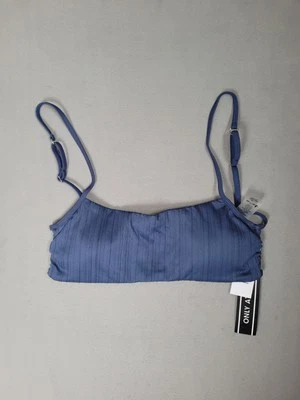 Damsel Womens Square Neck Bralette Super Ribbed Navy Blue Swimsuit Top Large - Image 1 of 4