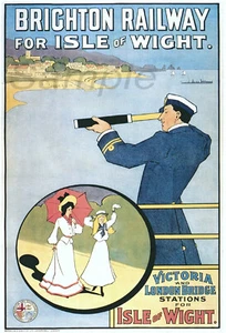 PÓSTER DE COLECCIÓN BRIGHTON RAILWAY ISLA OF WIGHT A4 - Imagen 1 de 1