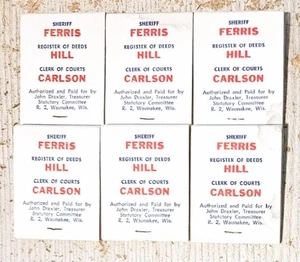 Democratic Lot of 6 Waunakee WI Ferris Hill Carlson Hebl Lynch Matchbook - Picture 1 of 3